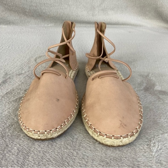 Eileen Fisher D'Orsay Woman's Espadrille Flat Sandal Size 5.5 Tan Leather Zip - Picture 4 of 9
